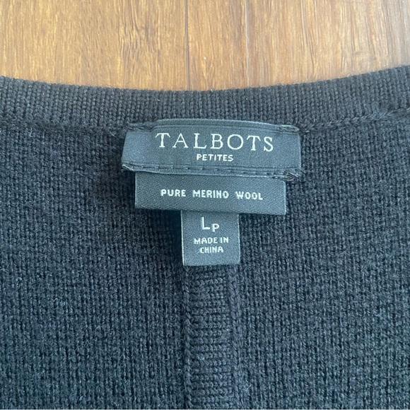 Talbots Pure Merino Wool Sweater Women Large Petite Black Longline Zip Cardigan - Picture 5 of 9